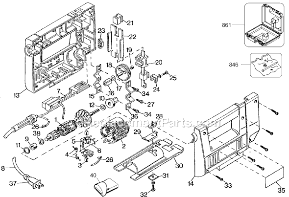 Page A Diagram and Parts List for 7548 Type 2 Black and Decker Jig Saw